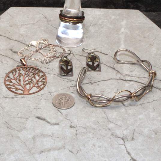 Bundle of Multi-Tone Sterling Silver & Other Metal Accents Jewelry Set image number 6