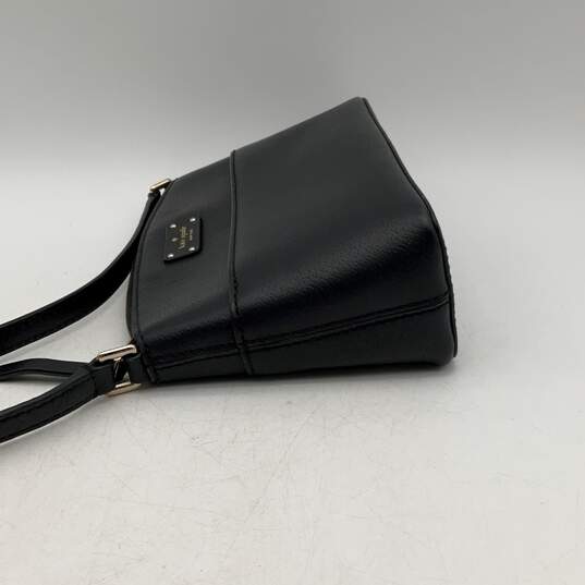 Kate Spade Womens Black Leather Zip Buckle Adjustable Strap Crossbody Bag Purse image number 3
