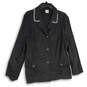 Womens Black Notch Lapel Long Sleeve Three Button Crew Blazer Size XL image number 1