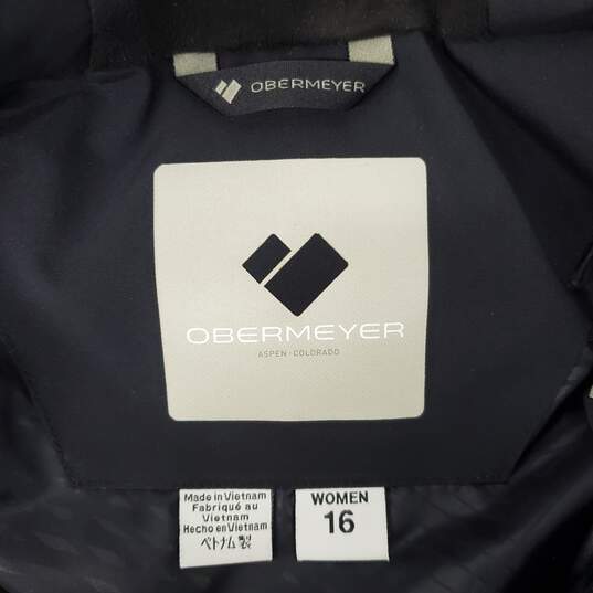 Obermeyer WM's Micro Fiber 100% Polyester Nylon Hooded Black & White Parka  Size 16 image number 3