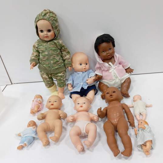 Bundle of 10 Assorted Brand Baby Play Dolls image number 1