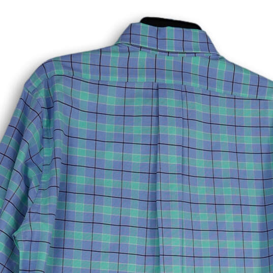 NWT Mens Blue Green Plaid Long Sleeve Collared Button-Up Shirt Size Medium image number 4