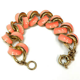 Designer J. Crew Gold-Tone Santa Maria Spring Ring Coral Chain Bracelet