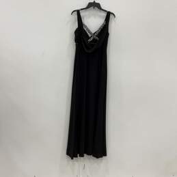 Womens Black Sequin Sweetheart Neck Sleeveless Side Zip Long Maxi Dress Size 8 alternative image