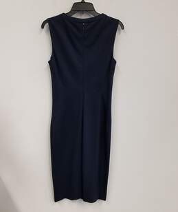 Womens Black Round Neck Sleeveless Zipper Knee Length Bodycon Dress Size 8 alternative image