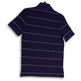 NWT Mens Blue White Striped Short Sleeve Collared Golf Polo Shirt Size S alternative image