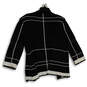 Womens Black White Striped Knitted Long Sleeve Cardigan Sweater Size Medium image number 2