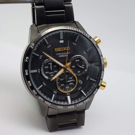 Seiko 50th Anniversary Special Ed 971895 45mm N.R. 10 Bar St. Steel w/Black ION-Finish Chronograph Multi Dial Watch 138g image number 4