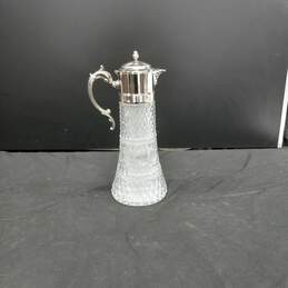 Vintage Crystal Wine Carafe w/Silver Plated Pitcher Spout