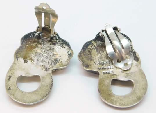VNTG 925 Sterling Silver Taxco Mexico Modernist Abstract Clip Earrings image number 5
