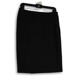 Womens Black Flat Front Knee Length Straight & Pencil Skirt Size 4
