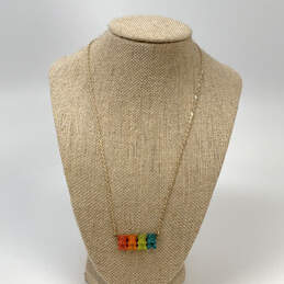 Designer Betsey Johnson Gold-Tone Multicolor Gummy Bear Pendant Necklace