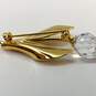 Designer Swarovski Gold-Tone Small Clear Crystal Tulip Flower Brooch Pin image number 5