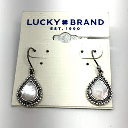 Designer Lucky Brand Silver-Tone Teardrop Imitation Pearl Drop Earrings