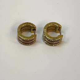 Designer Michael Kors Gold-Tone Rhinestone Pierced Hoop Earrings alternative image