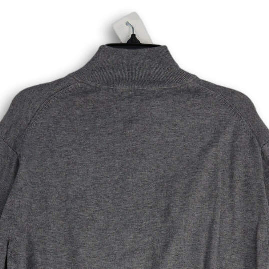NWT Mens Gray Knitted 1/4 Zip Mock Neck Long Sleeve Pullover Sweater Sz XL image number 4