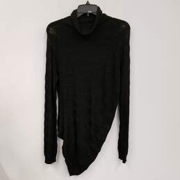 Womens Black Long Sleeve Mock Neck High Low Hem Pullover Sweater Size 44 alternative image