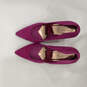Womens Fuchsia Pink Suede Gold Trim Slip On Stiletto Pump Heels Sz EUR 39.5 image number 4
