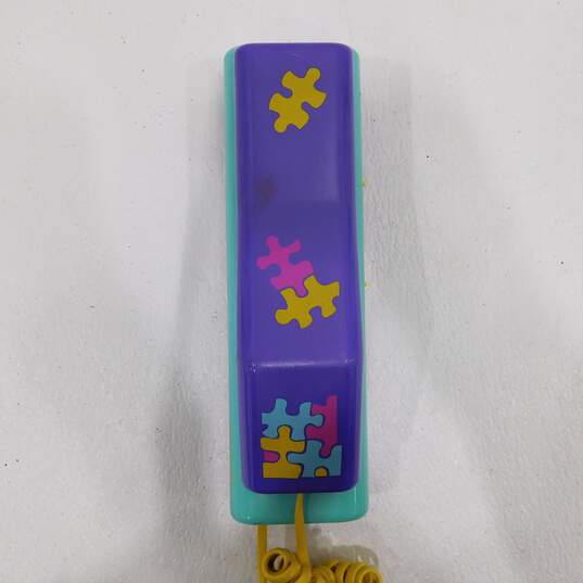 VNTG Swatch Twin Phone 2-In-1 Landline Telephone Purple Turquoise Puzzle Piece image number 5