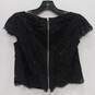 Women's Black Laced Zip Boat Neck Top Size 2 image number 2