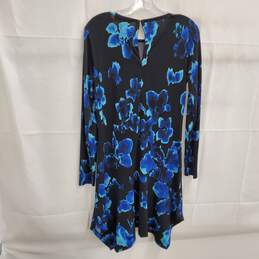 Michael Kors Black Blue Handkerchief Hem Long Sleeve Dress Women's Size Small alternative image