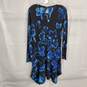 Michael Kors Black Blue Handkerchief Hem Long Sleeve Dress Women's Size Small image number 2