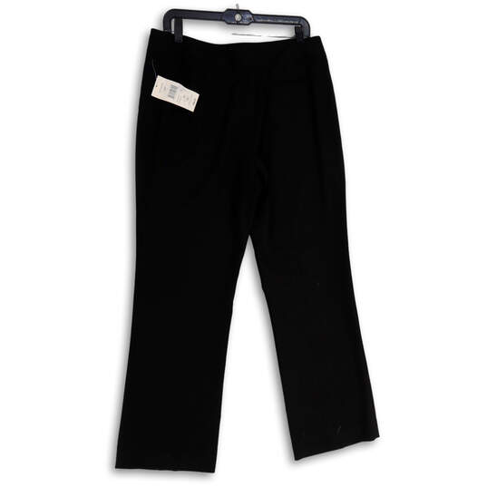 NWT Womens Black Flat Front Straight Leg Regular Fit Dress Pants Size 14P image number 1