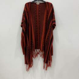 L.A. Hearts Womens Red Black Knitted Fringe Multifunctional Wrap Shawl One Size