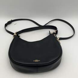 Womens Black Leather Adjustable Strap Zipper Crossbody Handbag Purse