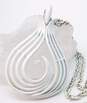 Vintage Crown Trifari Goldtone White Enamel MCM Swirl Teardrop Pendant Chain Necklace 29g image number 3