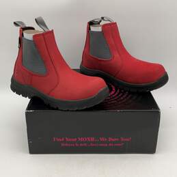 NIB Moxie Trades Womens Angelina Red Black Steel Toe Slip-On Chelsea Boots Sz 7 alternative image
