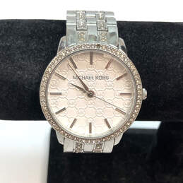 Designer Michael Kors Glitz MK-3148 Silver-Tone Round Analog Wristwatch