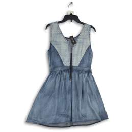 NWT Womens Blue Lace Sleeveless Round Neck Back Zip Mini Dress Size M alternative image