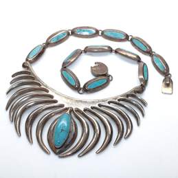 Taxco Sterling Silver 17.5" Blue Accent Statement Necklace alternative image