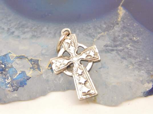 Artisan 925 Claddagh Rings w/Cubic Zirconia & Solvar & Celtic Cross Charm/Pendant 12.9g image number 3