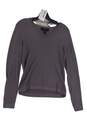 Womens Gray Knitted Long Sleeve V-Neck Pullover Sweater Size Medium image number 1