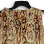 NWT Womens White Brown Animal Print Sleeveless Round Neck Blouse Top Sz XL image number 4