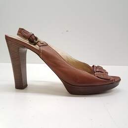 Coach Evelyn Leather Slingback Heeled Sandals Women's Size 10.5B