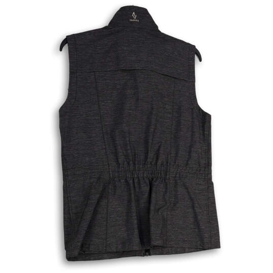 Womens Gray Sleeveless Front Pockets Mock Neck Full-Zip Vest Size Medium image number 2