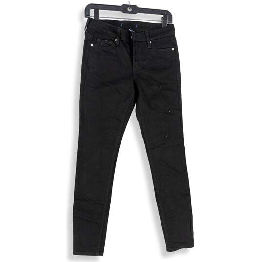 Womens Black Dark Wash Denim Stretch Pockets Skinny Jeans Size 27X30 image number 1