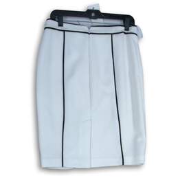 Calvin Klein Womens White Black Back Zip Knee Length Straight & Pencil Skirt 4 alternative image