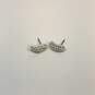 Designer Swarovski Silver-Tone Half Hoop Swan Pave Clear Crystal Stud Earrings image number 2