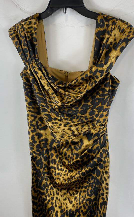 Tadashi Shoji Womens Multicolor Leopard Print Cap Sleeve Sheath Dress Size 4P image number 3