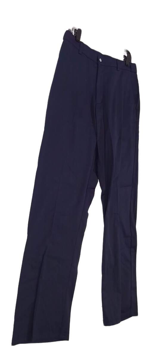NWT Mens Blue Flat Front Pockets Straight Leg Dress Pants image number 2