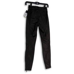 NWT Womens Black Faux Leather Flat Front Skinny Leg Ankle Pants Size 0 alternative image