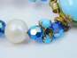 VNTG Blue & Aurora Borealis Rhinestone, Faux Pearl & Faux Turquoise Jewelry image number 3