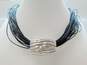 Simon Sebag Designs 925 Modernist Electroform Abstract Tube Pendant Multi Strand Black Cord Necklace 51.7g image number 1
