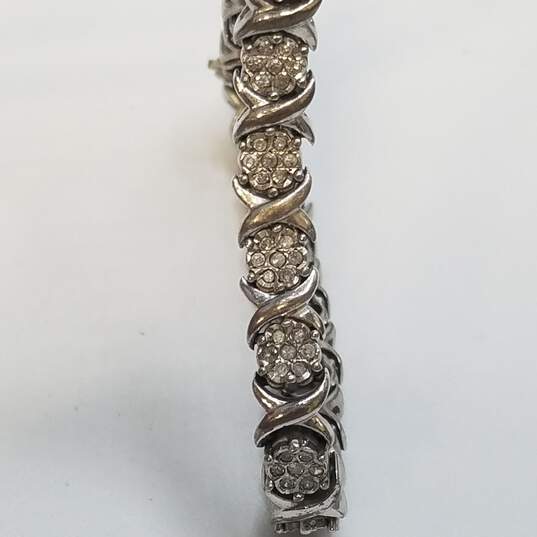 Sterling Silver CZ X & O Link 6.5inch Bracelet 17.0g image number 5
