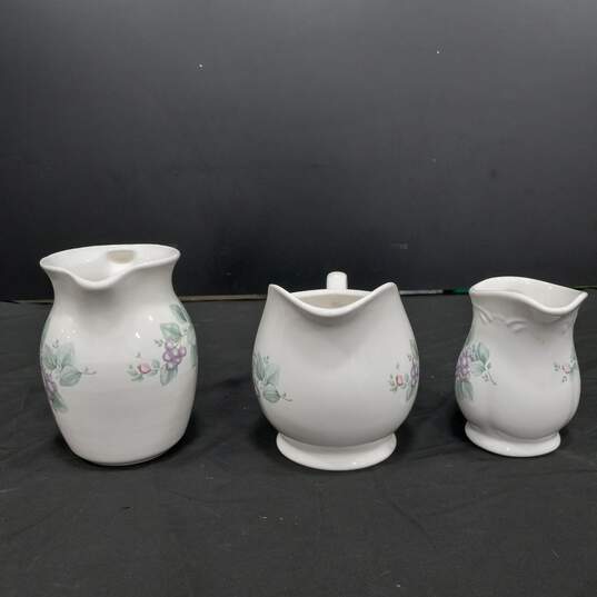 Trio of Pfaltzgraff Floral Pitchers image number 5
