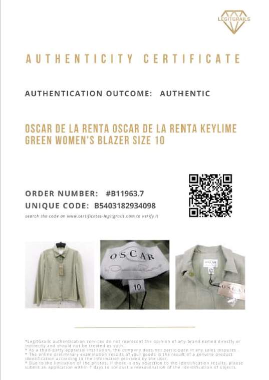 Oscar De La Renta Keylime Green Women’s Blazer Size 10 NWT with COA image number 12